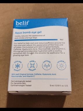 NWT! belif Aqua Bomb Eye Gel — .33oz